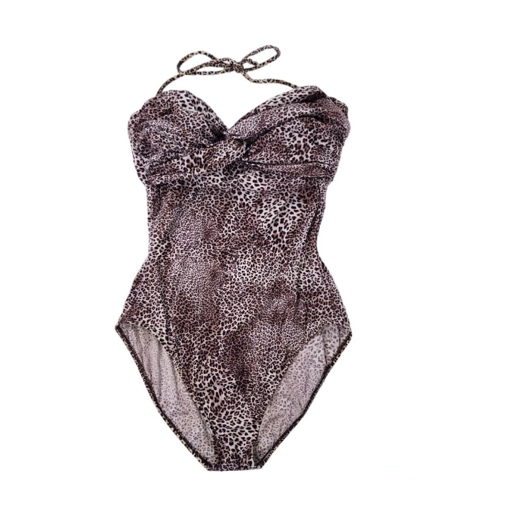Diva Rachel Pappo Swim Suit Womens 10 Vintage Halter Padded One Piece Animal